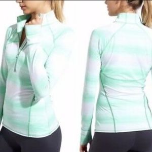 Athleta Lunar Half Zip Mint and White